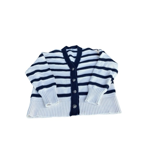 Madewell Sweaters - Madewell Striped‎ V-Neck Cardigan Sweater S Cream Blue Nautical Fisherman SP25